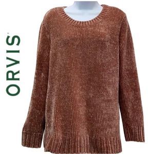 Orvis Women’s Chenille Rust Knit Sweater Size M NWOT